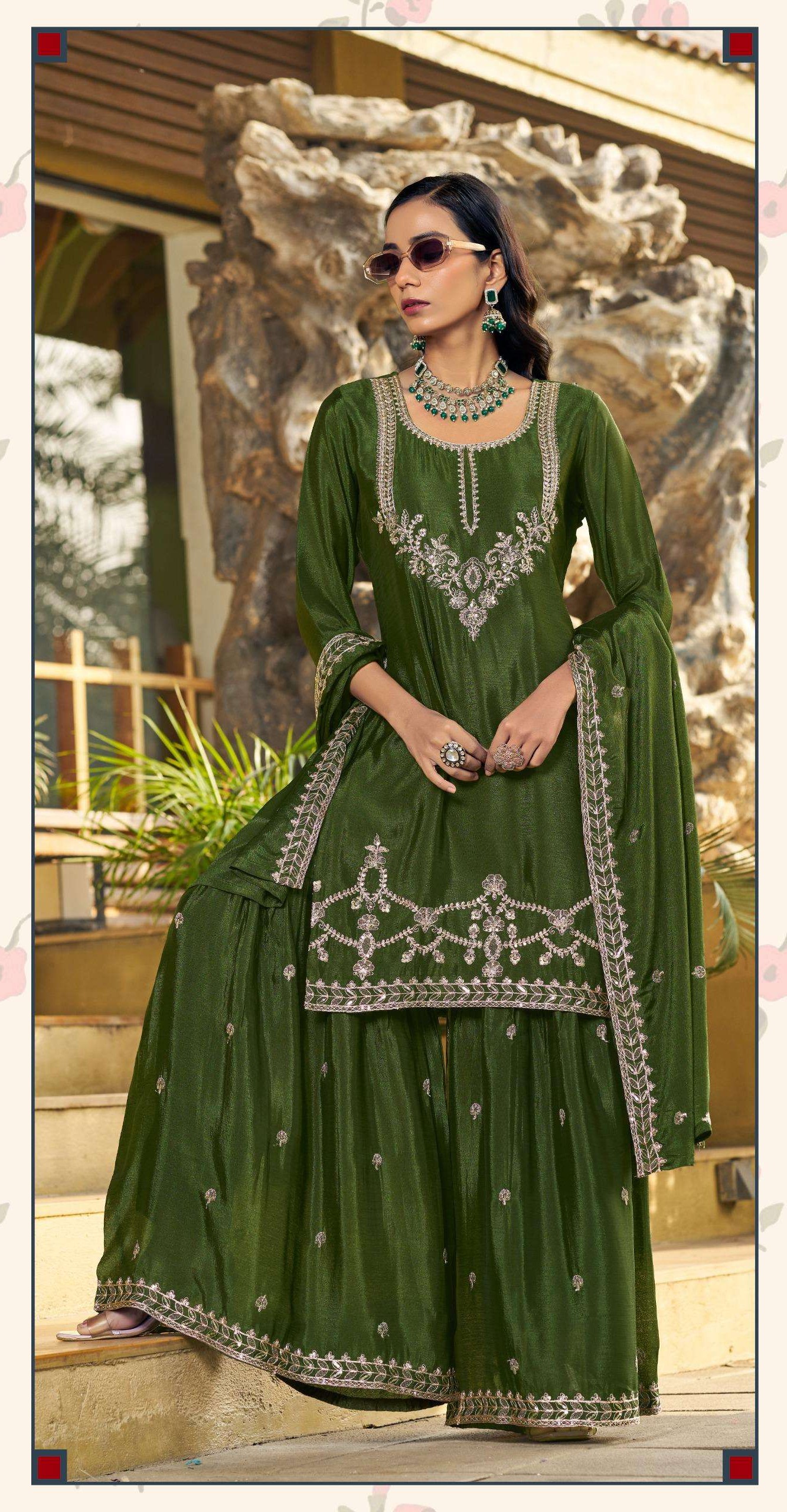 rudraksh chinon blooming womr inner sharara suit rudraksh chinon blooming womr inner sharara suit