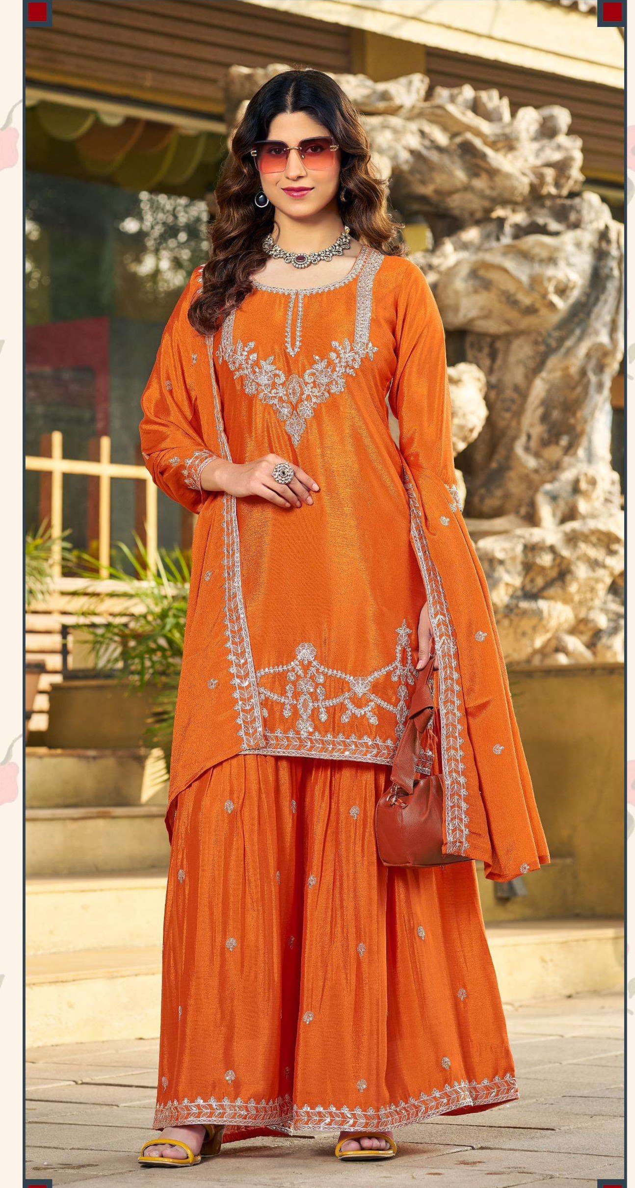 rudraksh chinon blooming womr inner sharara suit rudraksh chinon blooming womr inner sharara suit