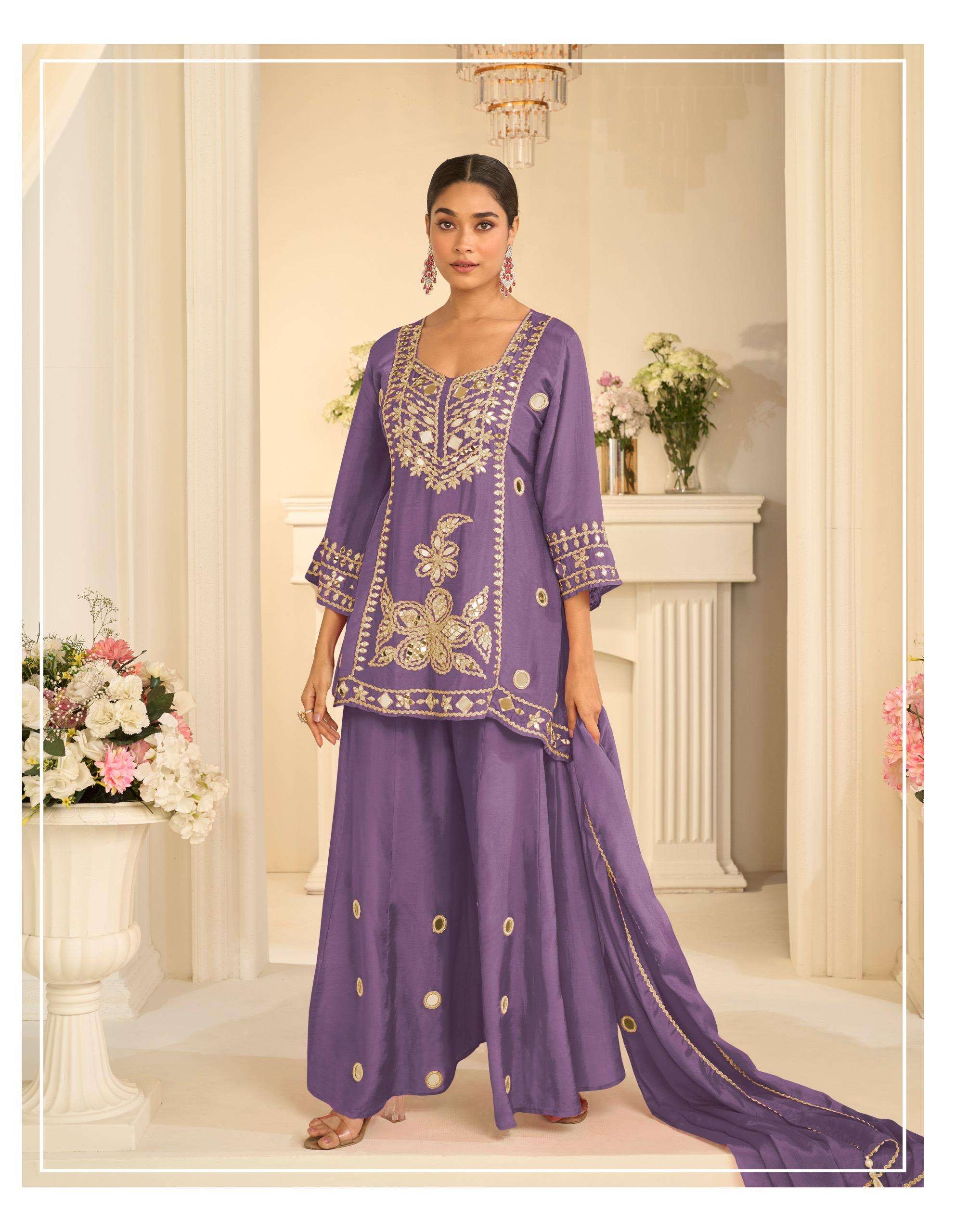 Rudraksh_CHINON SILK TOP WITH SHARARA DUPATTA EXPORT