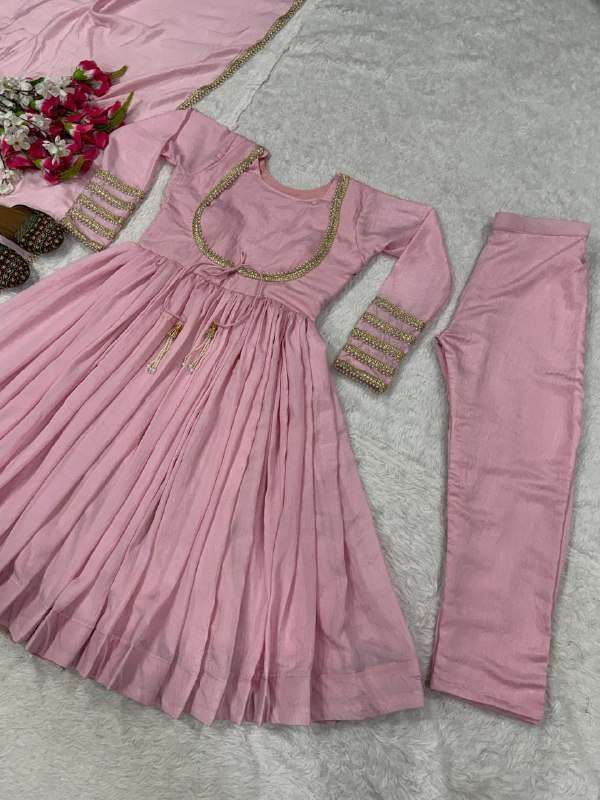 rudraksh silk with readymade pink anarkali suit fancy style rudraksh silk with readymade pink anarkali suit fancy style