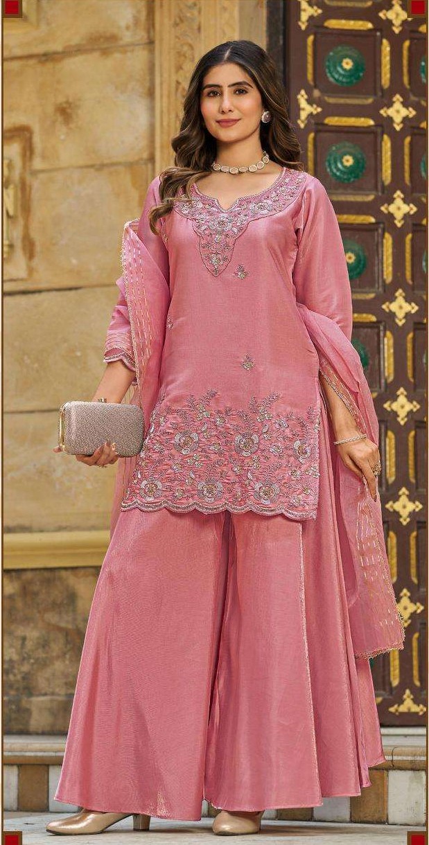 rudraksh satin beats work top palazzo suit wear rudraksh satin beats work top palazzo suit wear