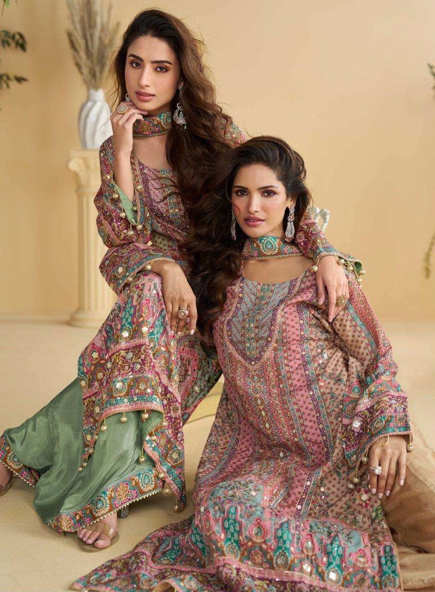 rudraksh kanika luxury brand crep printed top and plazzo gota patti aari work dupatta rudraksh kanika luxury brand crep printed top and plazzo gota patti aari work dupatta