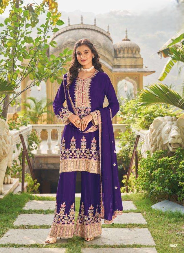 rudraksh looking chinon embroidery top palazzo suit rudraksh looking chinon embroidery top palazzo suit