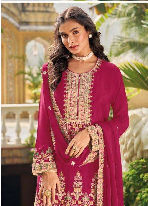 rudraksh looking chinon embroidery top palazzo suit rudraksh looking chinon embroidery top palazzo suit
