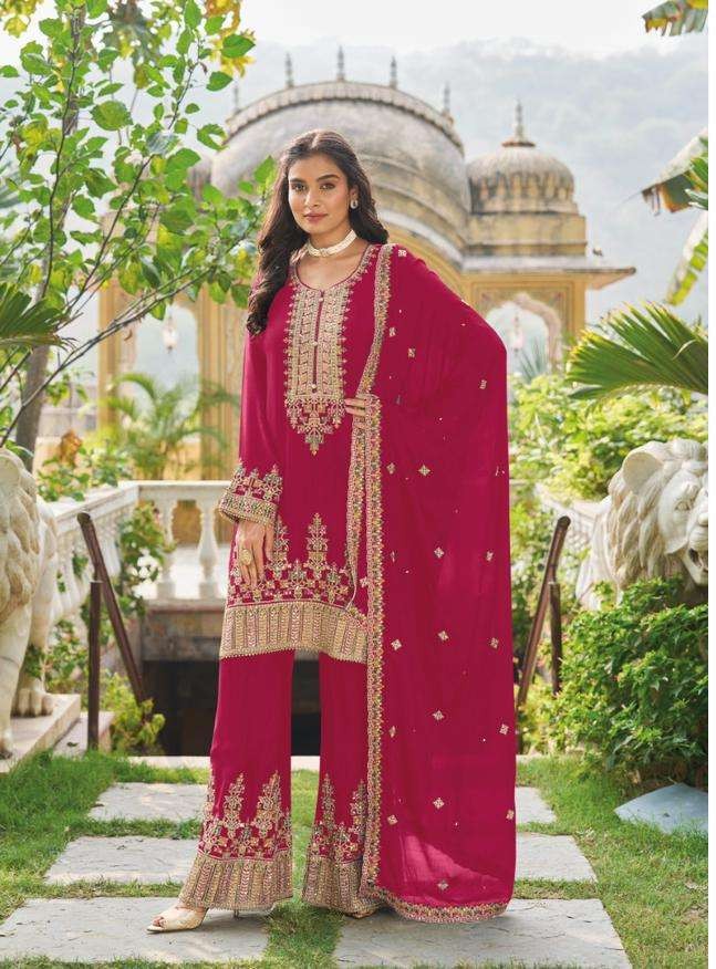 rudraksh looking chinon embroidery top palazzo suit rudraksh looking chinon embroidery top palazzo suit
