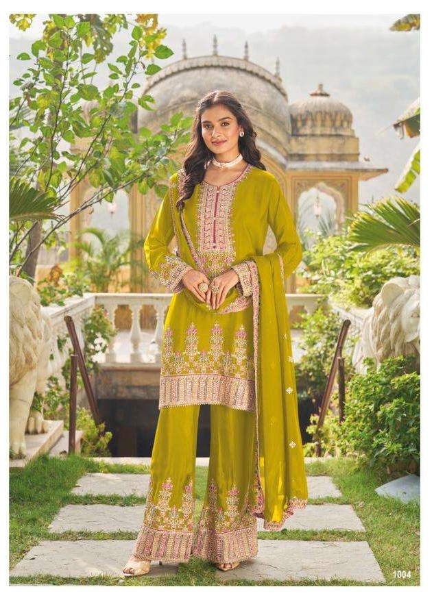rudraksh looking chinon embroidery top palazzo suit rudraksh looking chinon embroidery top palazzo suit