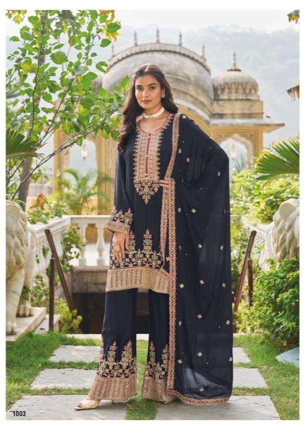 rudraksh looking chinon embroidery top palazzo suit rudraksh looking chinon embroidery top palazzo suit
