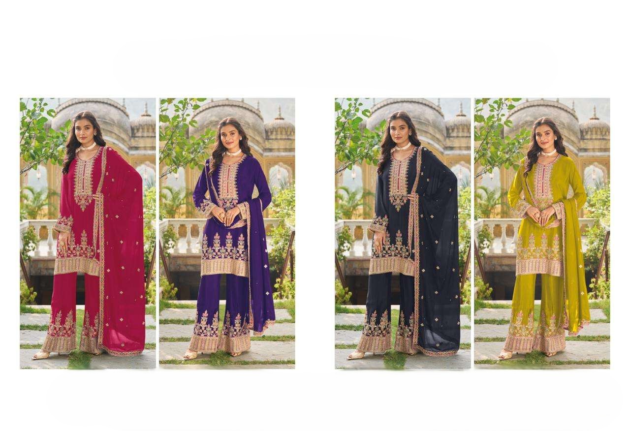 rudraksh looking chinon embroidery top palazzo suit rudraksh looking chinon embroidery top palazzo suit
