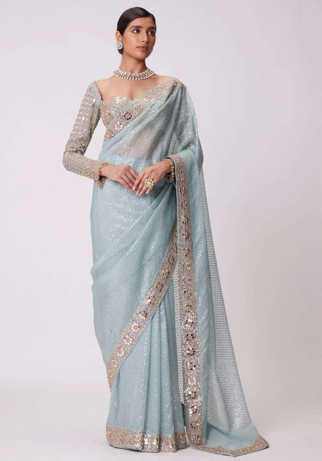 rudraksh heavy and soft faux georgette fabric parrty wear and regular wear saree rudraksh heavy and soft faux georgette fabric parrty wear and regular wear saree