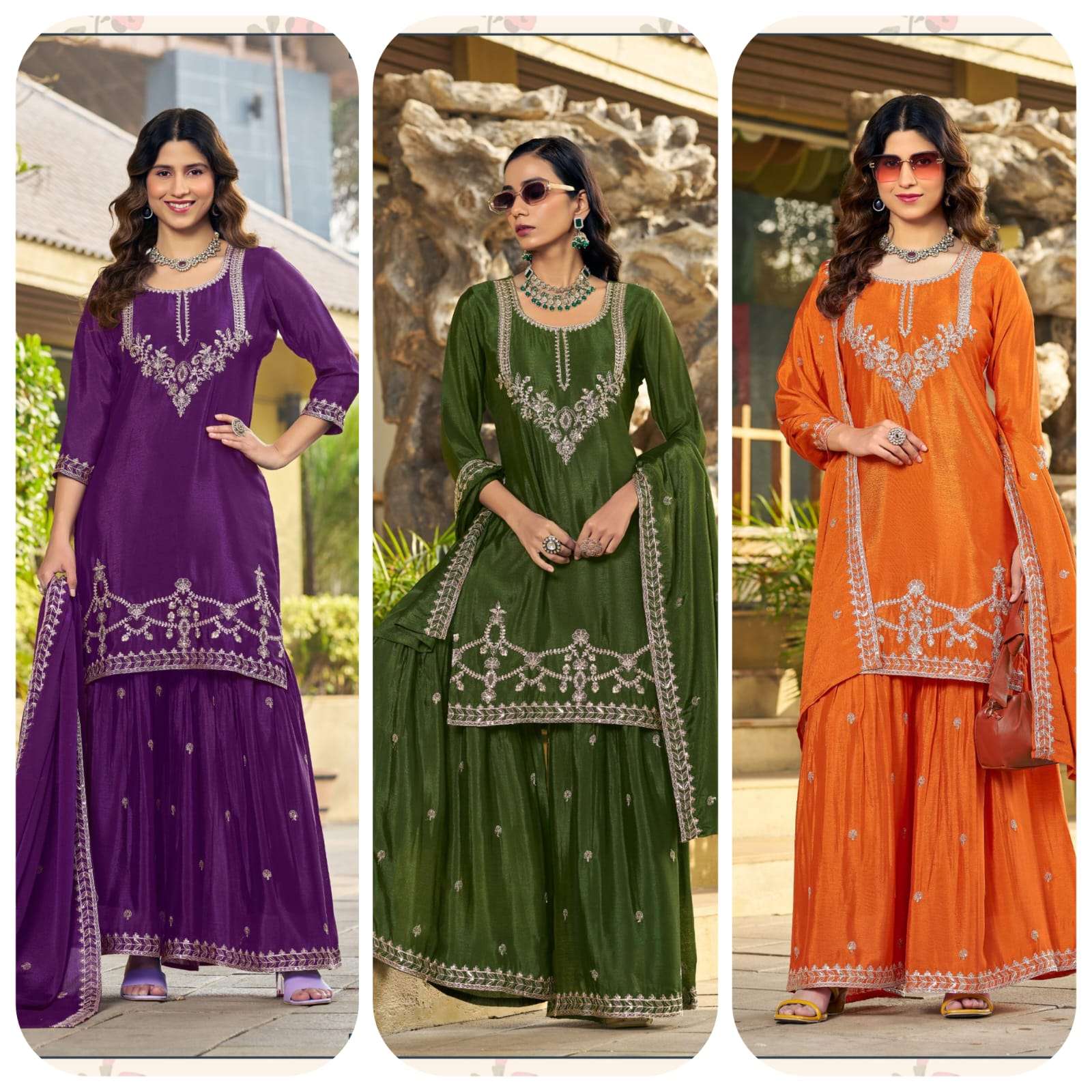 rudraksh chinon blooming womr inner sharara suit rudraksh chinon blooming womr inner sharara suit
