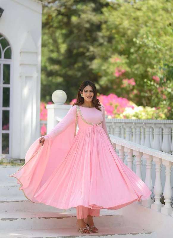 rudraksh silk with readymade pink anarkali suit fancy style rudraksh silk with readymade pink anarkali suit fancy style