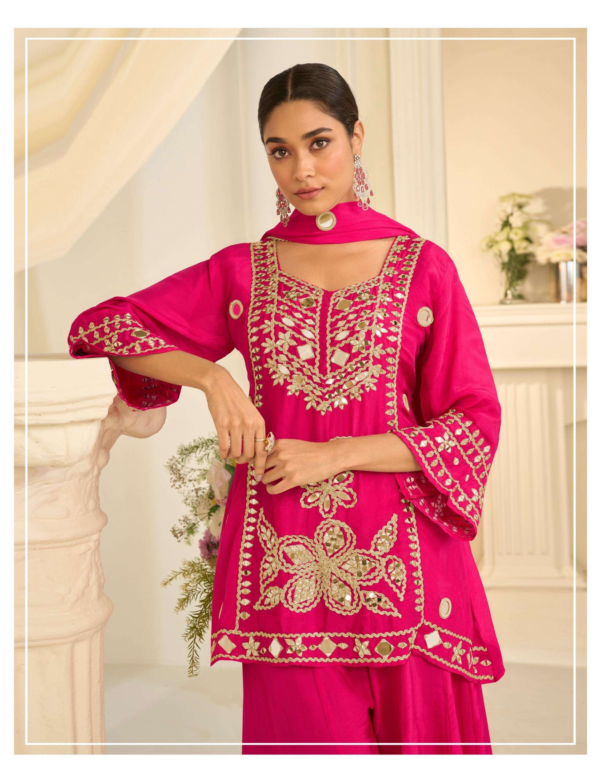 Rudraksh_CHINON SILK TOP WITH SHARARA DUPATTA EXPORT - Image 2