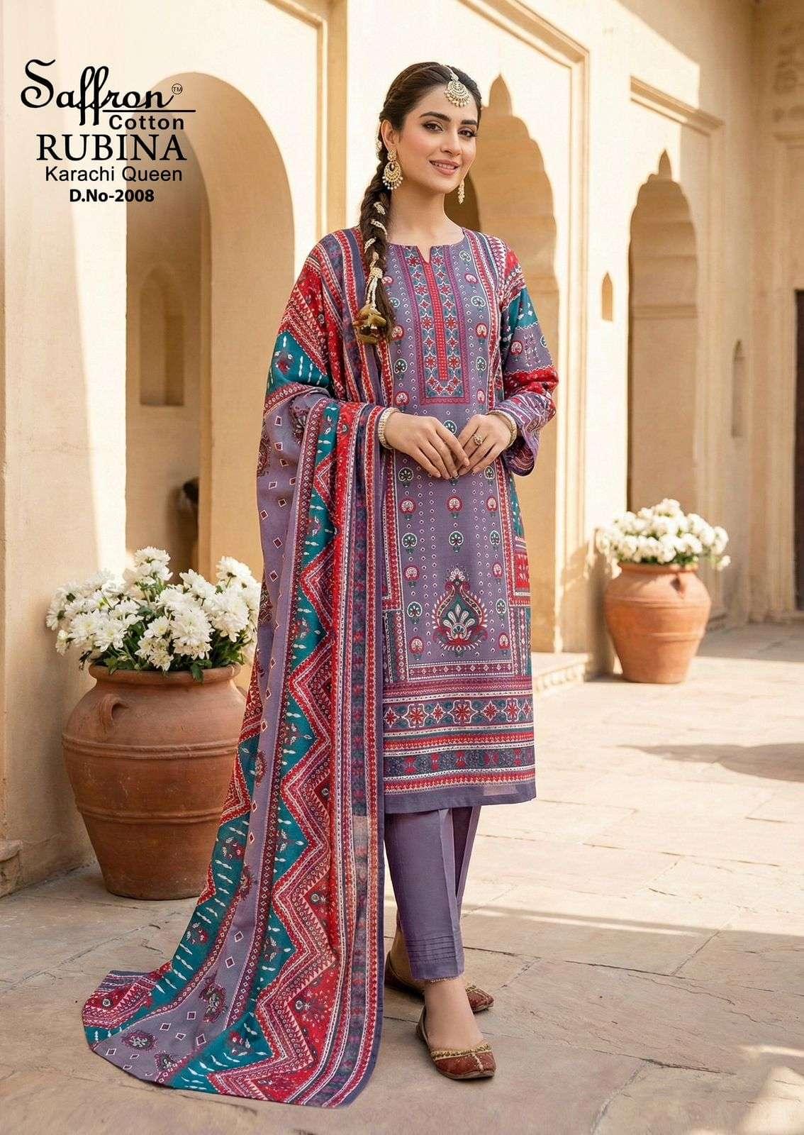 rudraksh saffron cotton rubina karachi quen vol 2 beautiful cotton suit ladies