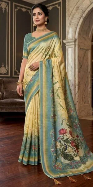 rudraksh a beautiful blend of deep royal soft premium handloom fabric digital print saree