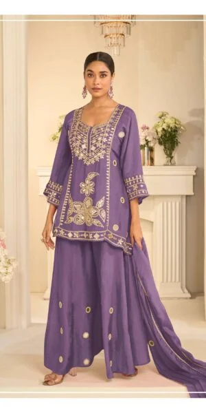 Rudraksh_CHINON SILK TOP WITH SHARARA DUPATTA EXPORT