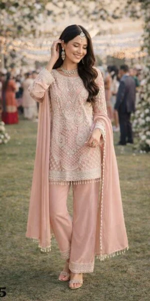 rudraksh eid and party wear look heavy work top with pant and dupatta