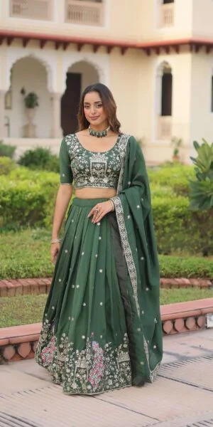 rudraksh vichitra silk fabric with beautiful zari embroidered work lehenga choli fancy collections