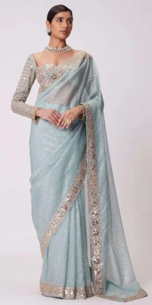 rudraksh heavy and soft faux georgette fabric parrty wear and regular wear saree